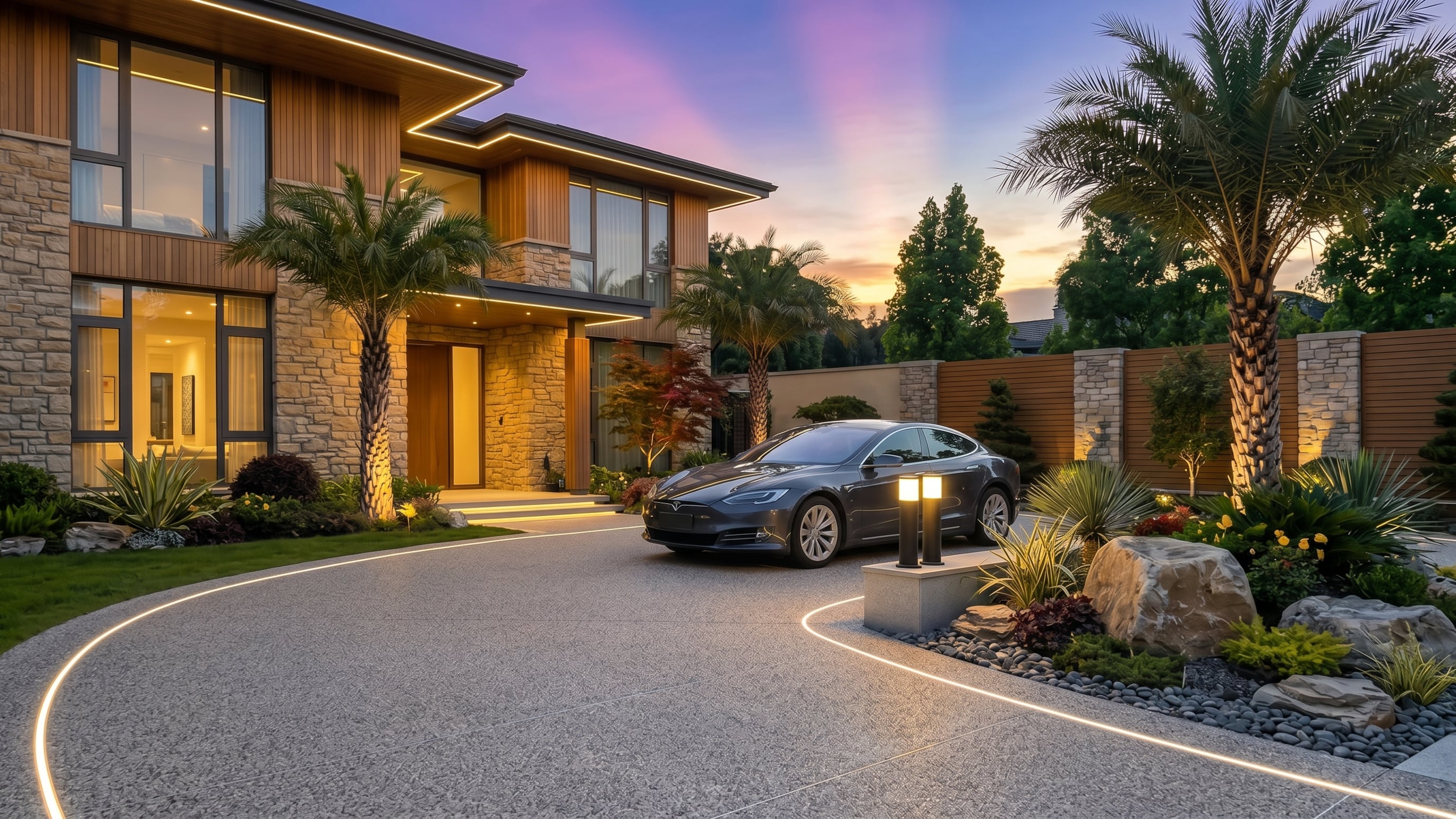 car parked on driveway
