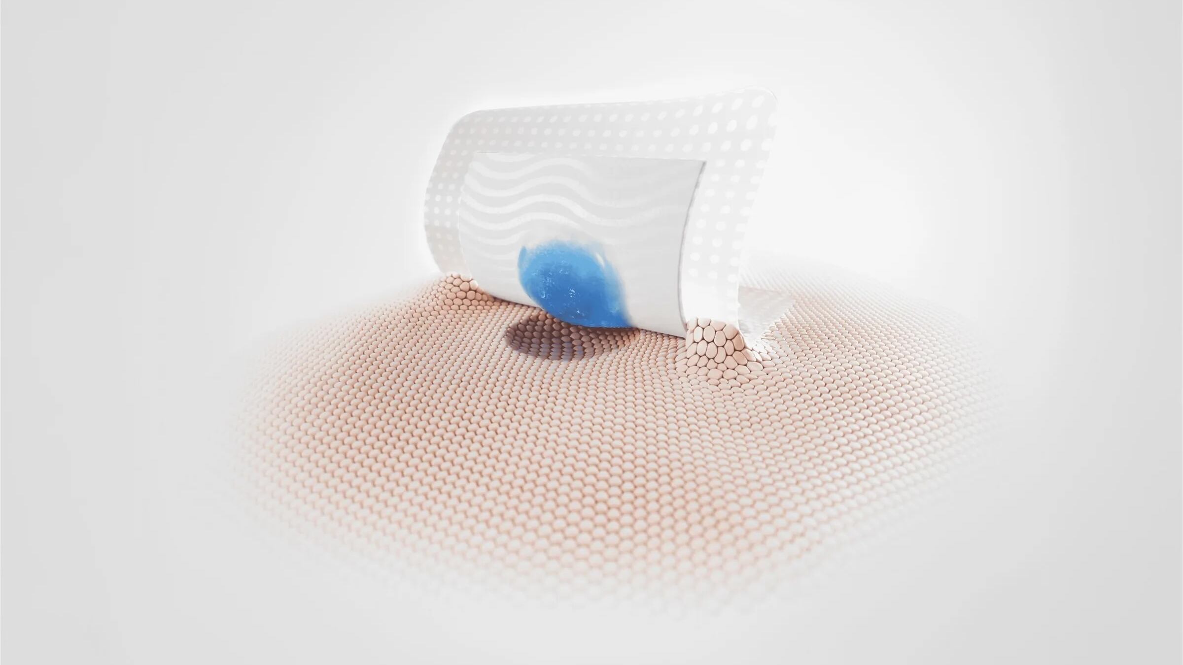 a wound dressing being peeled off a surface