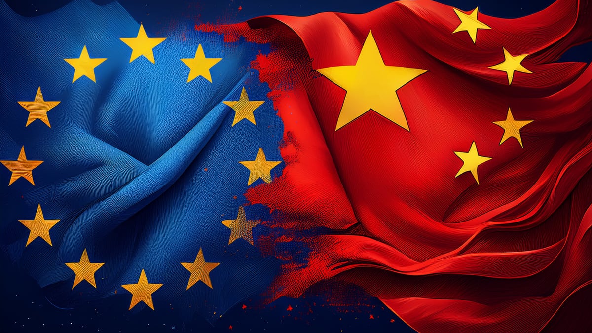 the flags of the EU and China